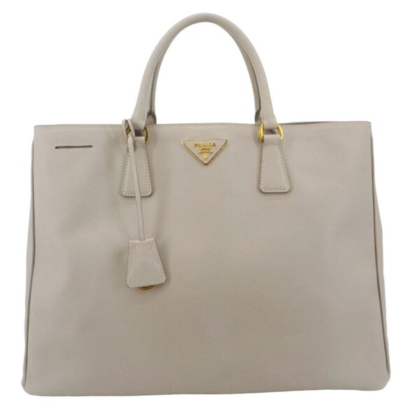 Prada  Galleria Double Zip Saffiano Leather Top Handle Tote Bag Beige - Picture 1 of 15